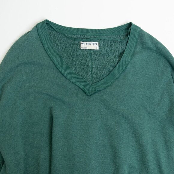 We The Free Venice V-Neck Sweatshirt Pine Green Oversized Slouchy - Picture 6 of 13